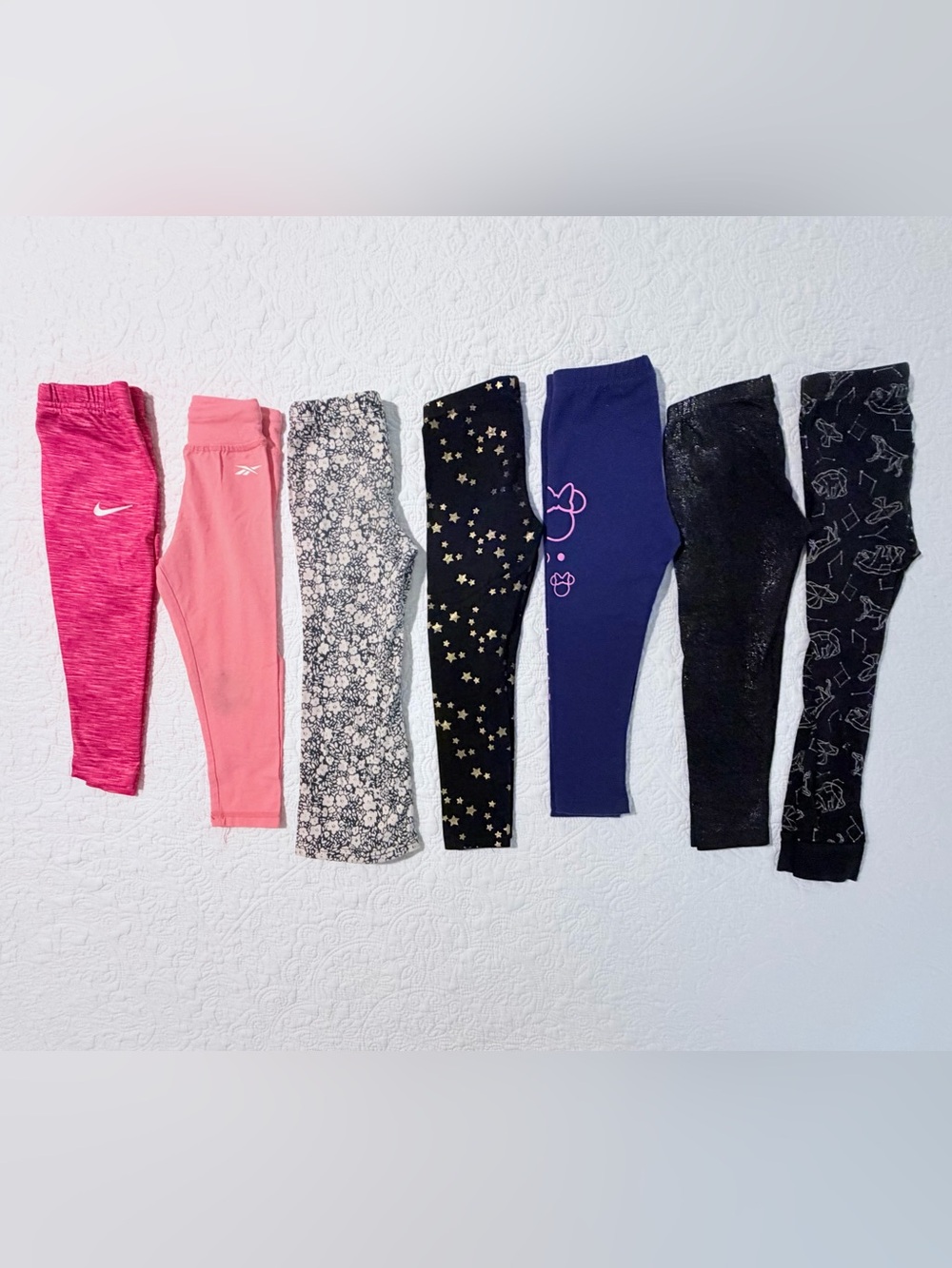 Girls 7 Piece Leggings Bundle | Nike | Reebok | DKNY | Cat & Jack | Disney | 4T